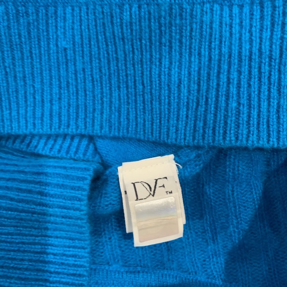 Diane Von Furstenberg Cashmere High Low Blue Small - Picture 4 of 5